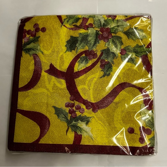 New 16 Creative Papers Napkins 3 Ply “Ribbons and Holly” 12 7/8” x 12 7/8” - Picture 8 of 10